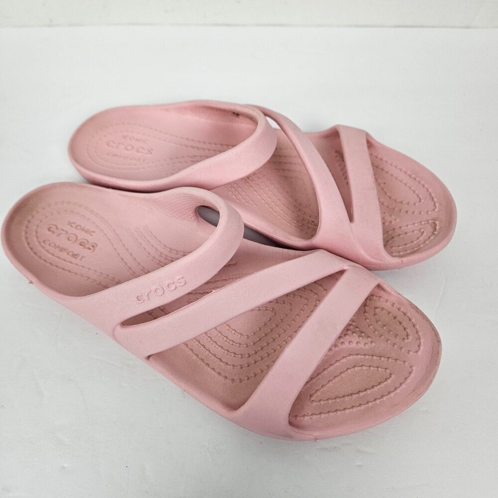 CROCS Kadee II Strappy Slip On Slide Sandal Light Pink 8 - Picture 2 of 10